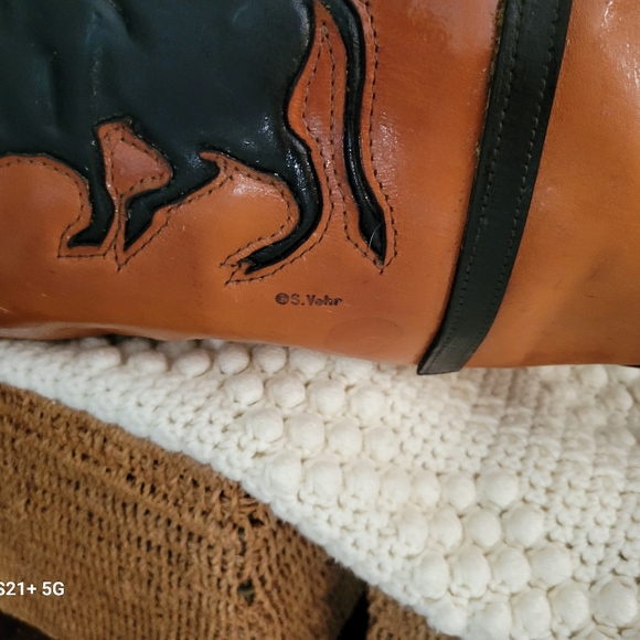 S. Vehr large one of kind leather tote. Vintage late1980's - Picture 6 of 10